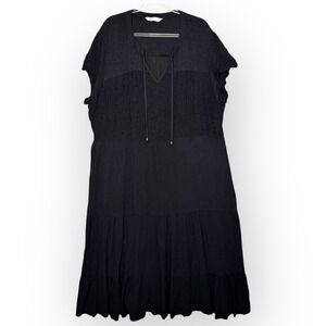 Sonoma Women's Peasant Maxi Dress Plus Size 2X Tiered Black Gauzy Long‎ Eyelet